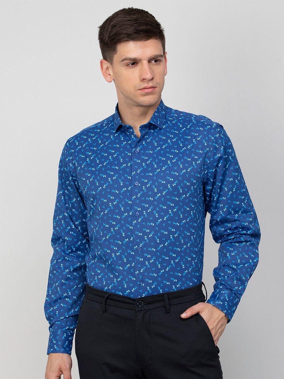 code by lifestyle floral printed cotton regular fit long sleeves formal shirt