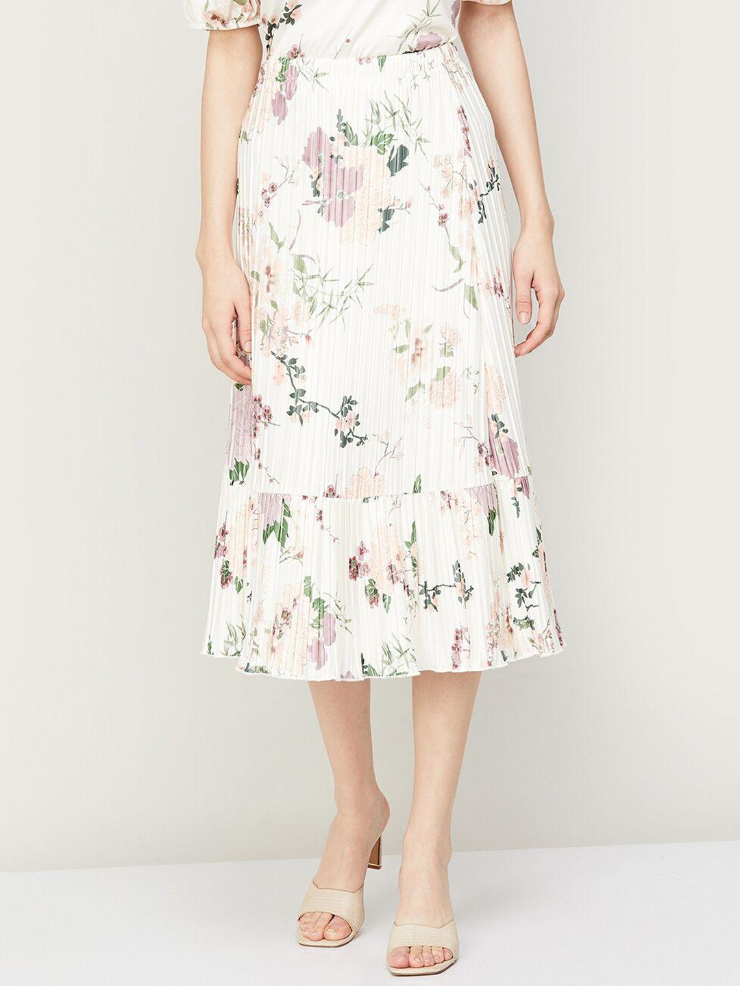 code by lifestyle floral printed flared skirts