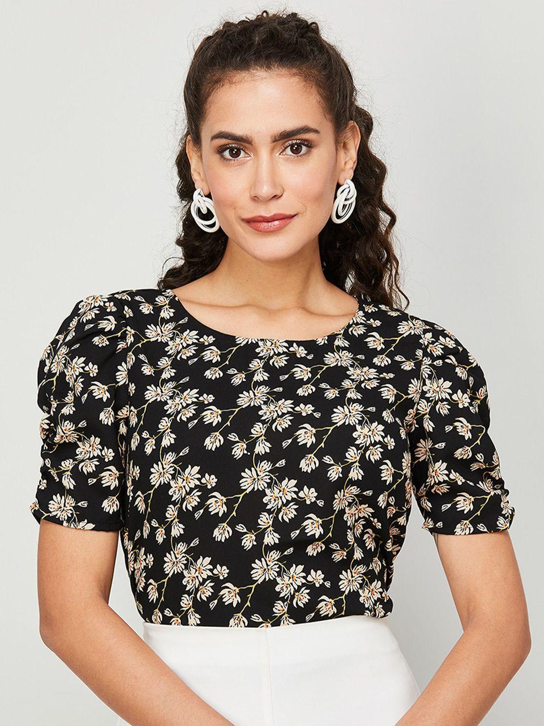 code by lifestyle floral printed puff sleeves top
