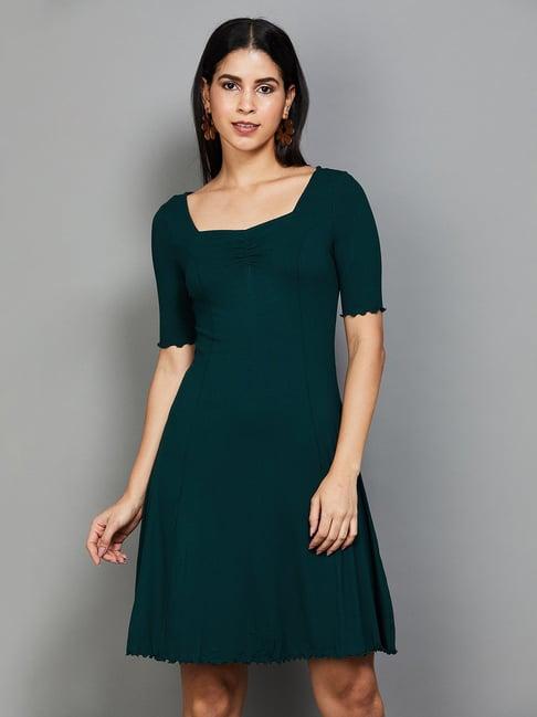 code by lifestyle green a-line dress