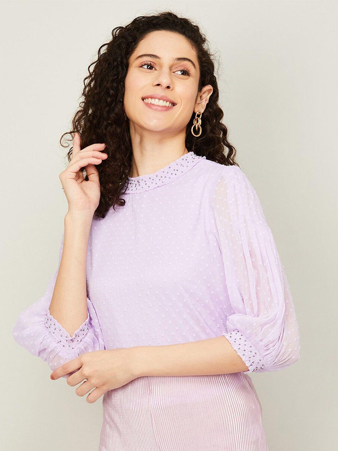 code by lifestyle high neck puff sleeves top