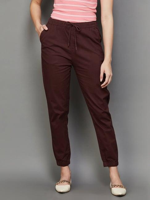 code by lifestyle maroon cotton joggers