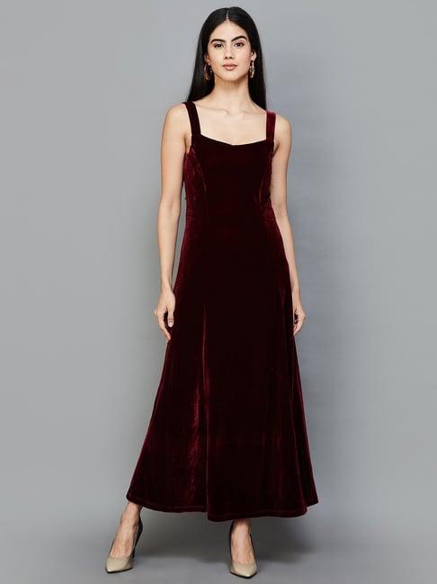 code by lifestyle maroon maxi dress