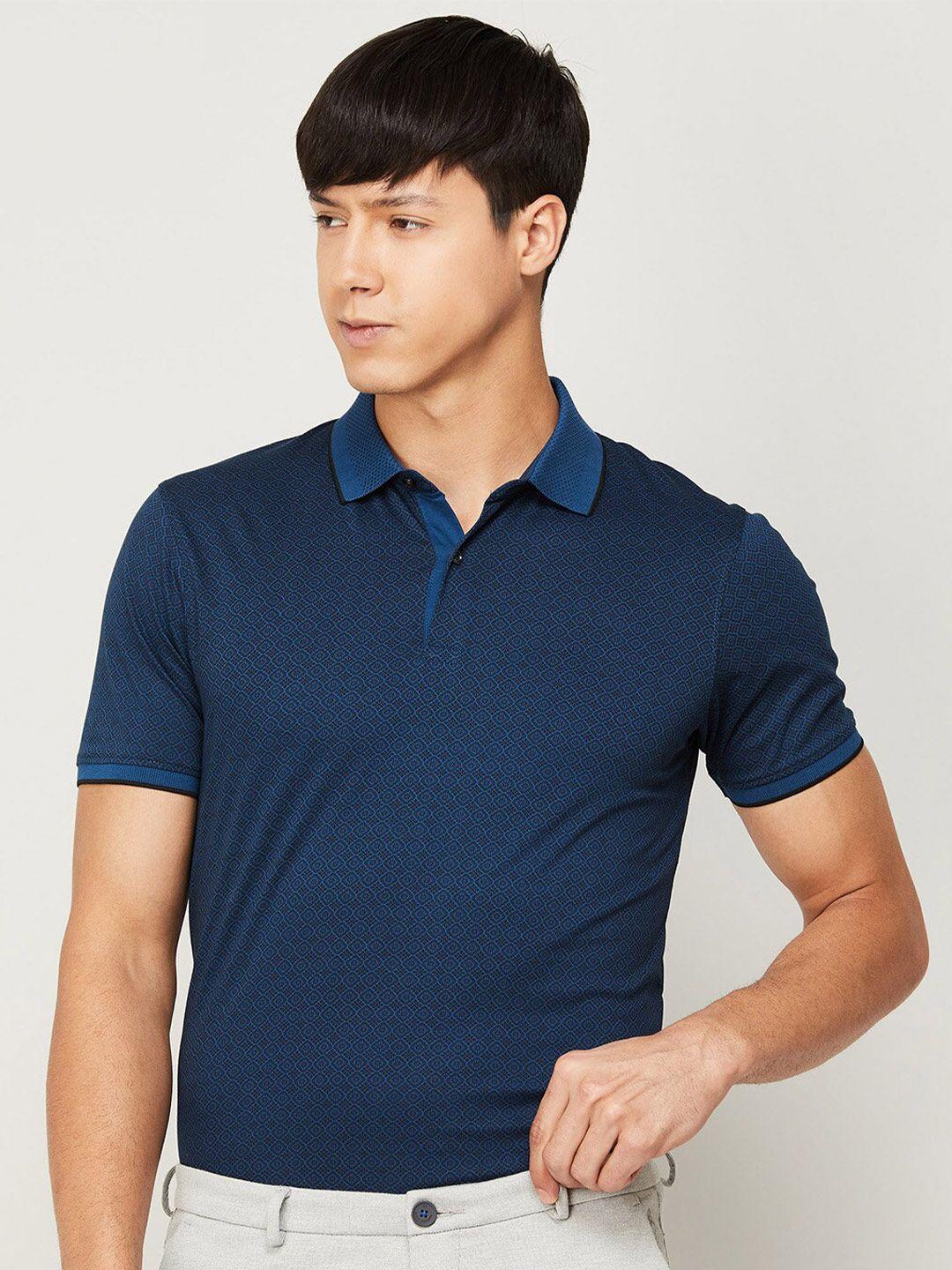 code by lifestyle men printed polo collar cotton t-shirt
