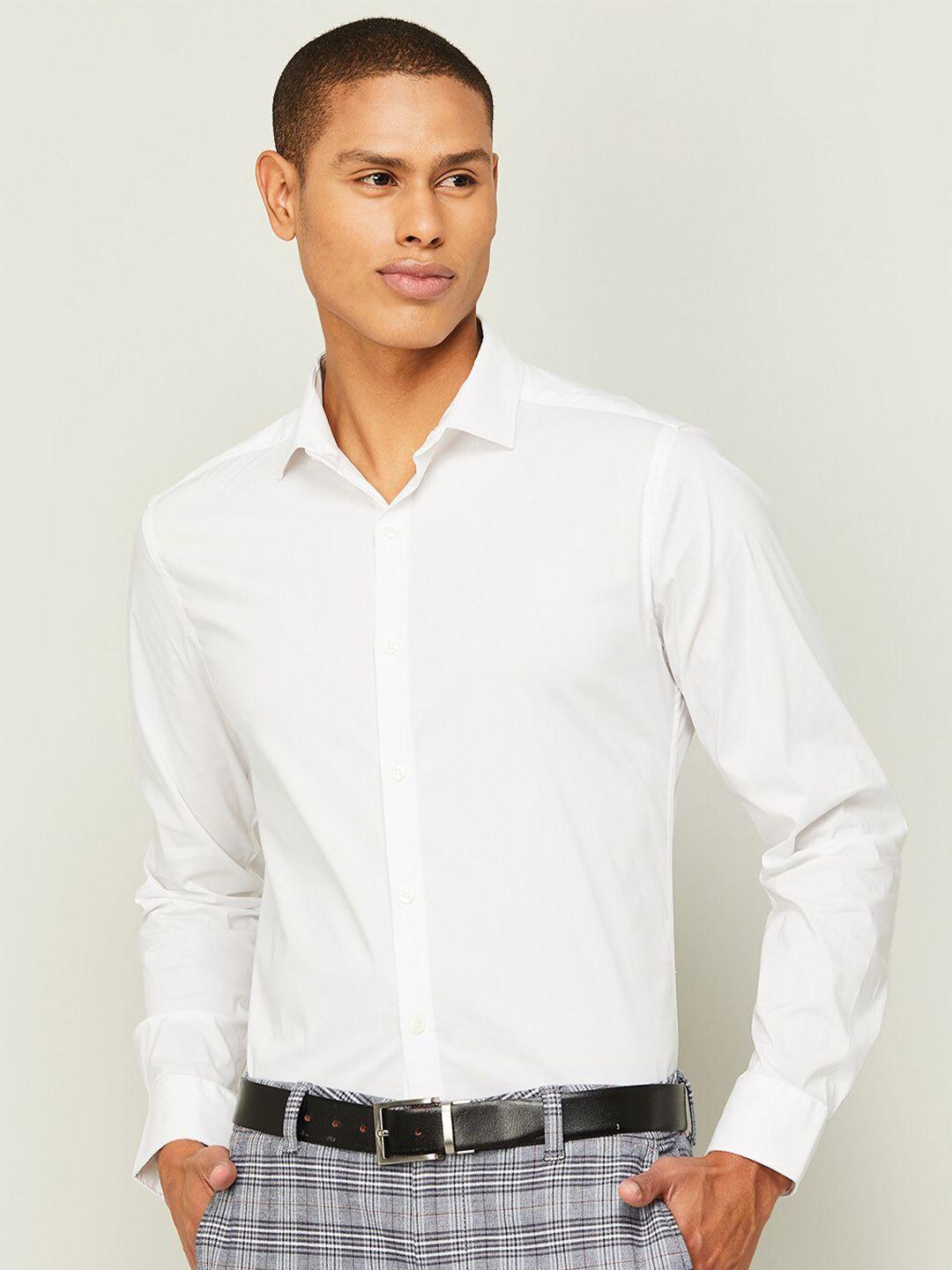 code by lifestyle men white slim fit cotton formal shirt