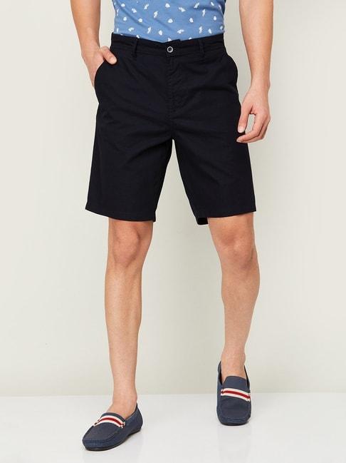 code by lifestyle navy regular fit shorts