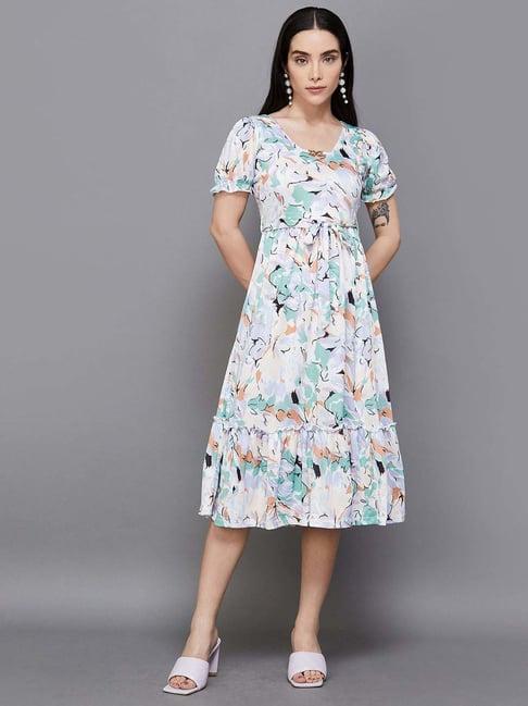 code by lifestyle off-white printed a-line dress