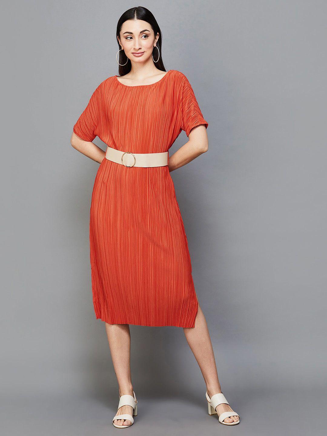 code by lifestyle opaque striped a-line midi dress