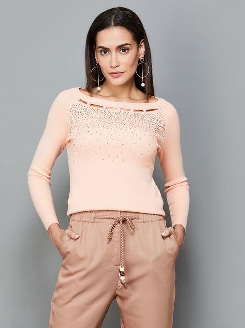 code by lifestyle peach embellished top