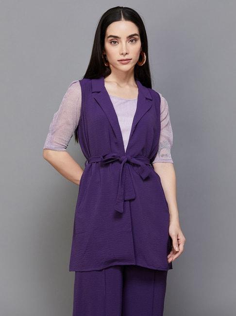 code by lifestyle purple sleeveless shrug