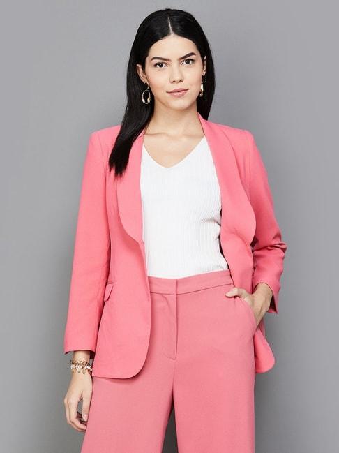 code by lifestyle rose pink regular fit blazer