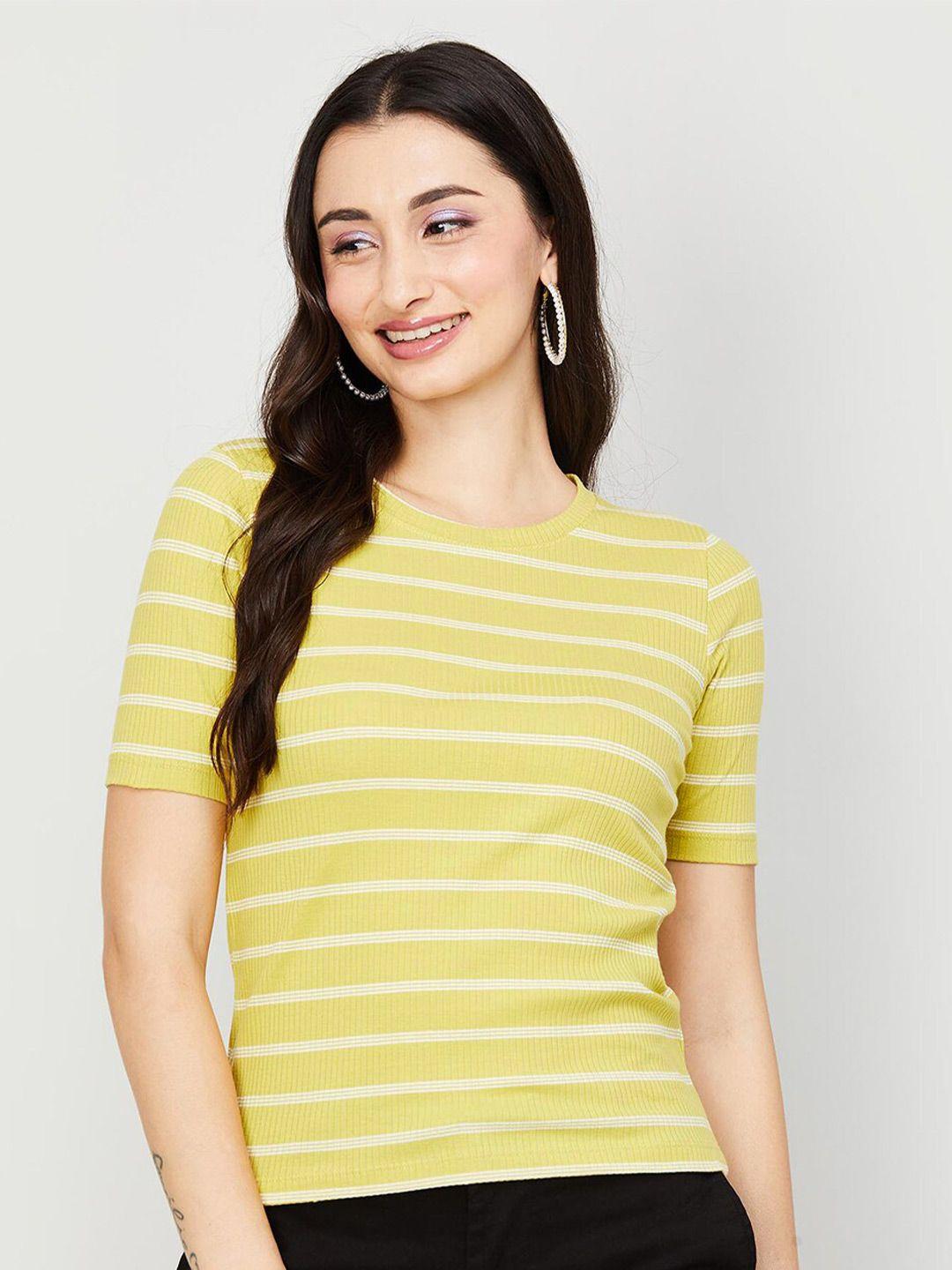 code by lifestyle round neck striped cotton top