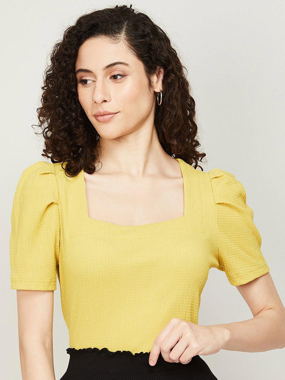 code by lifestyle square neck puff sleeve top