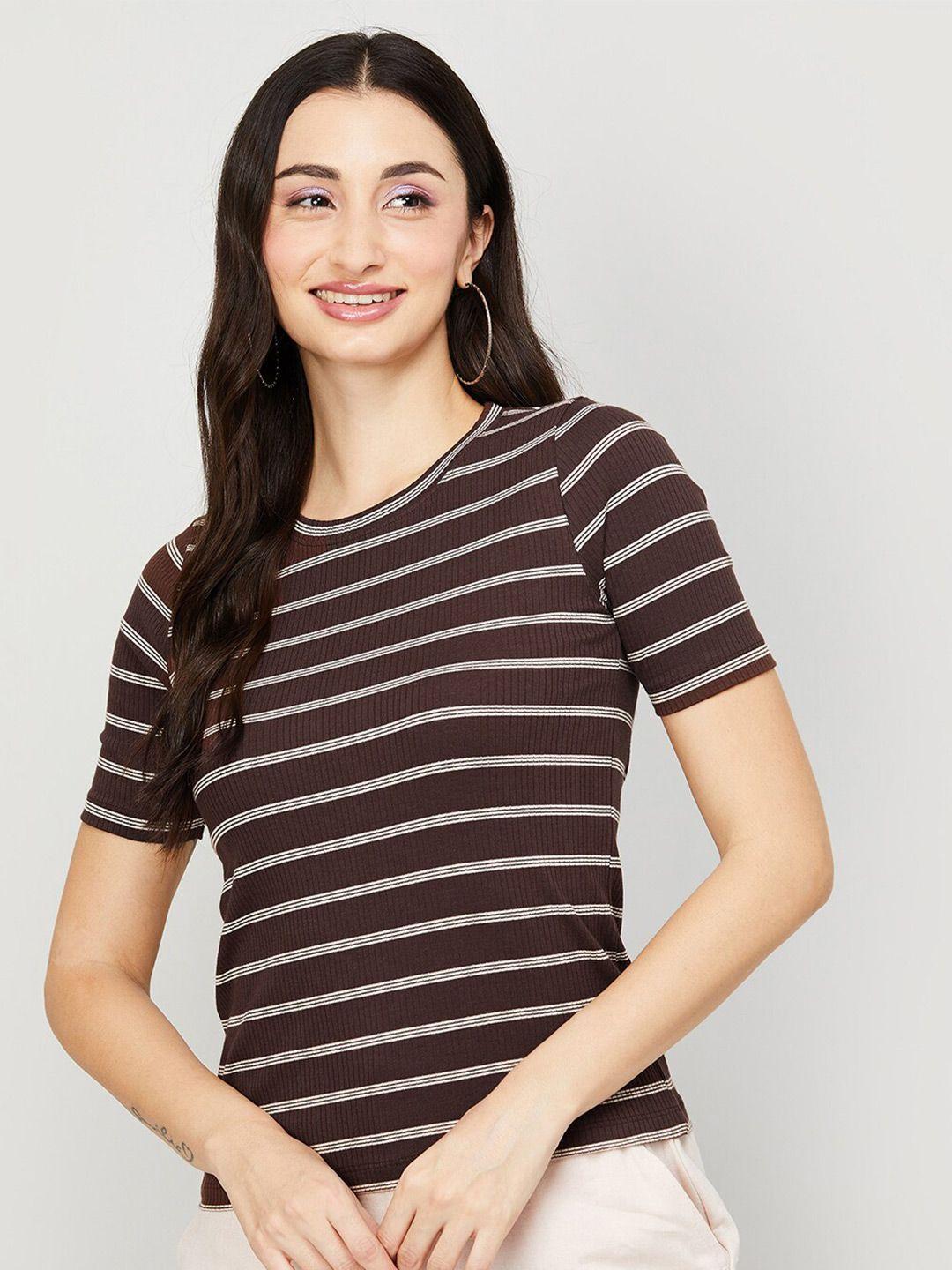 code by lifestyle striped round neck cotton top
