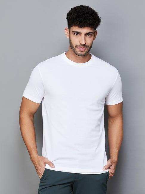 code by lifestyle white cotton regular fit t-shirt