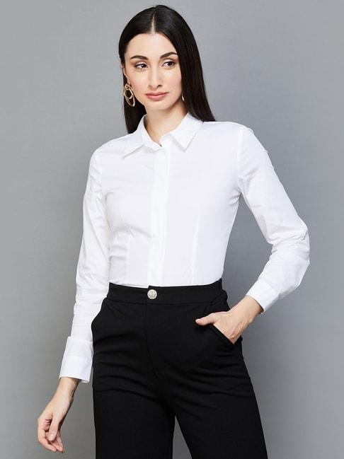code by lifestyle white regular fit formal shirt