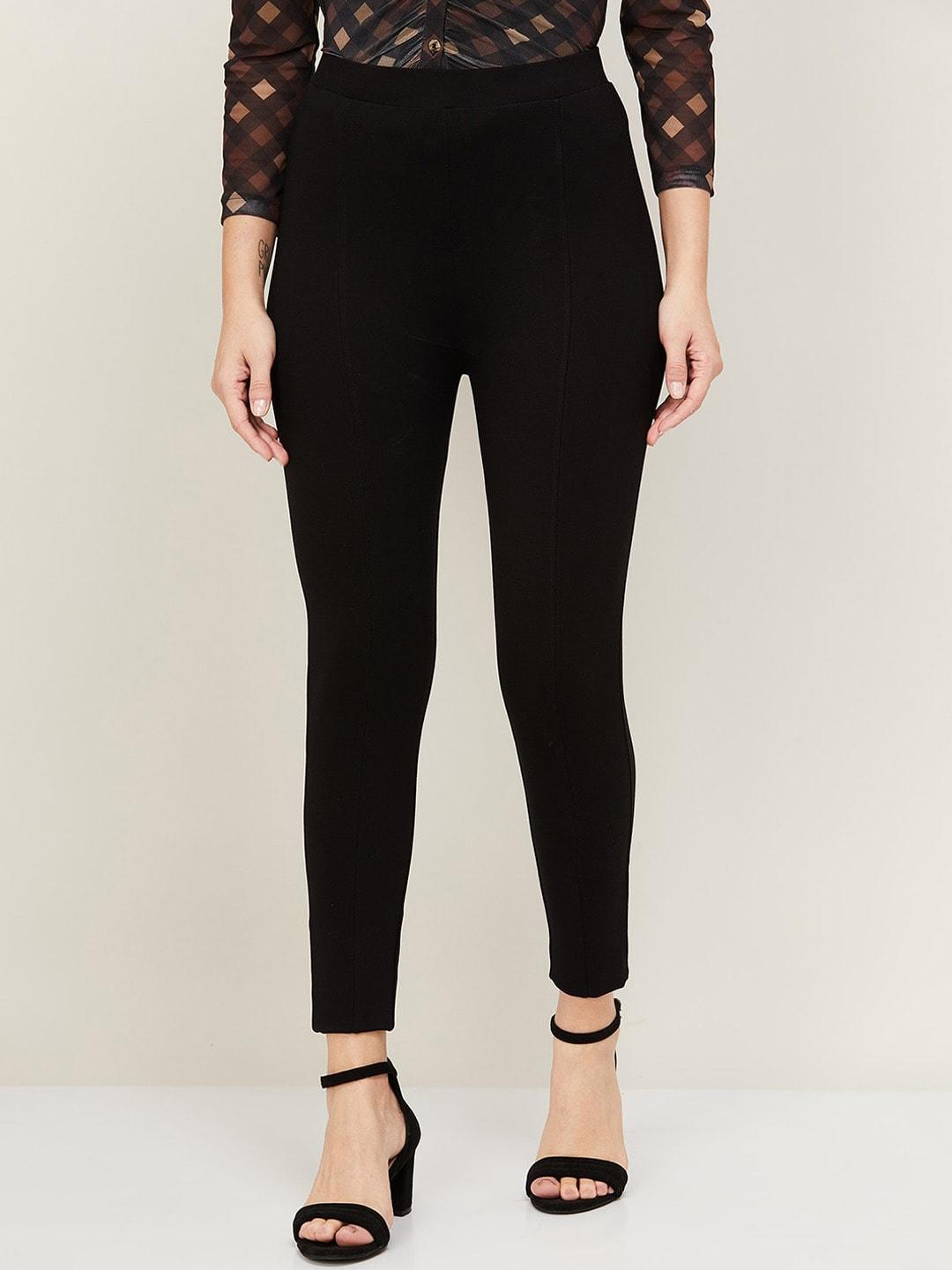 code by lifestyle women black high-rise trousers