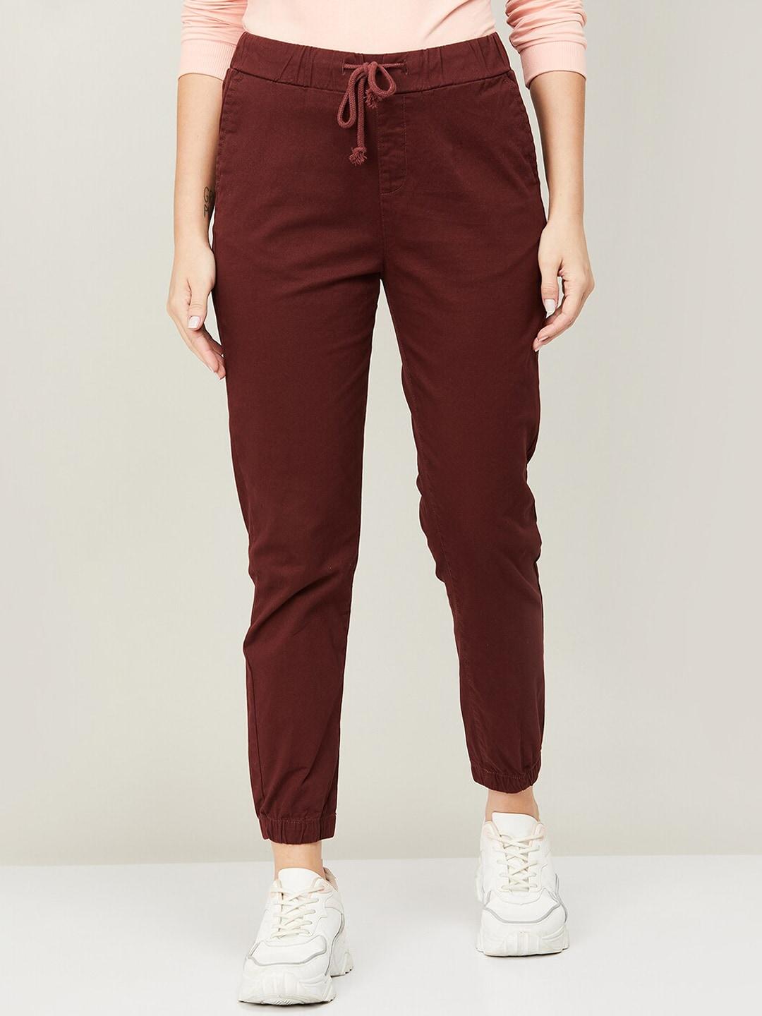 code by lifestyle women brown solid cotton joggers