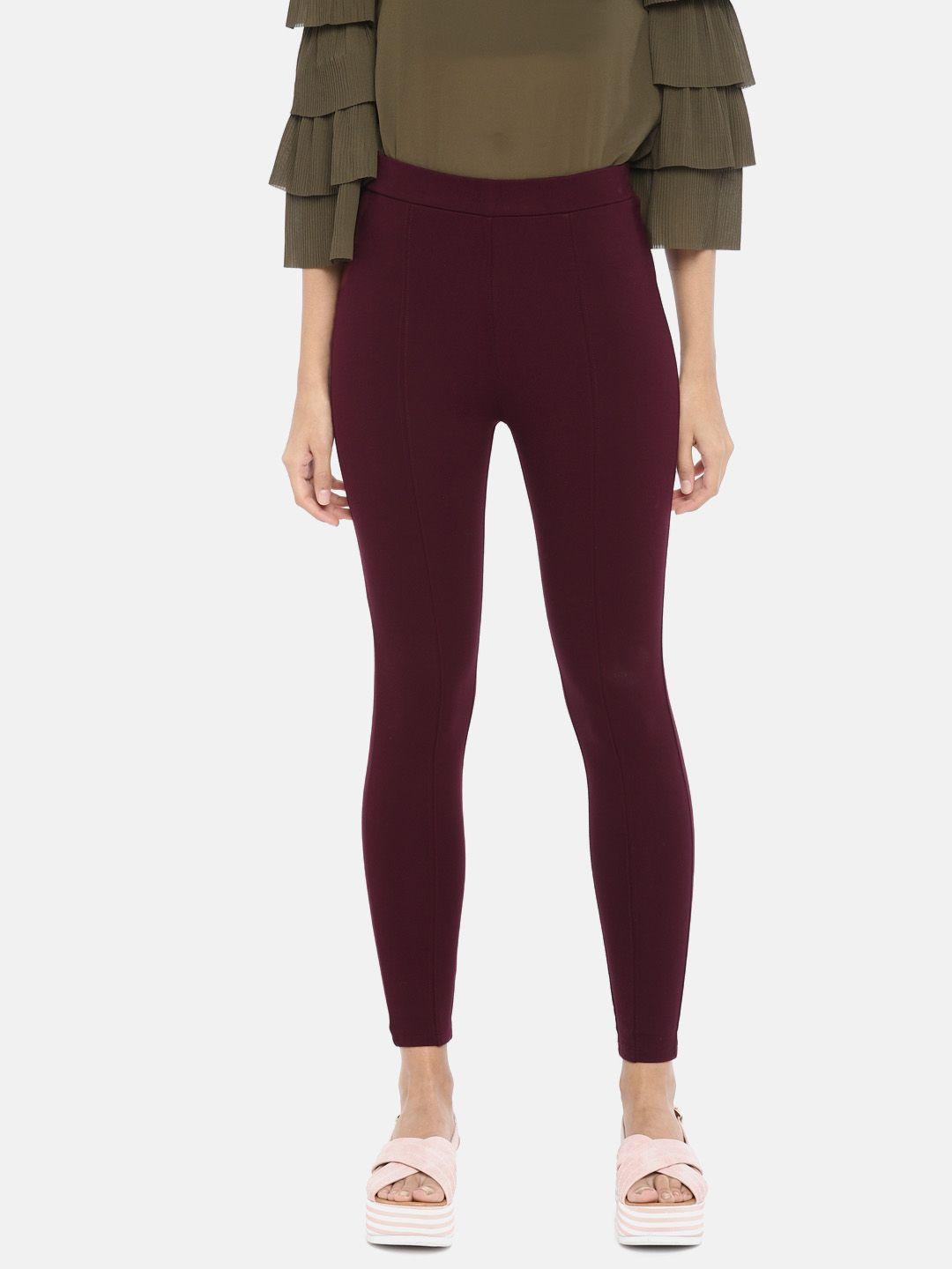 code by lifestyle women burgundy cropped treggings