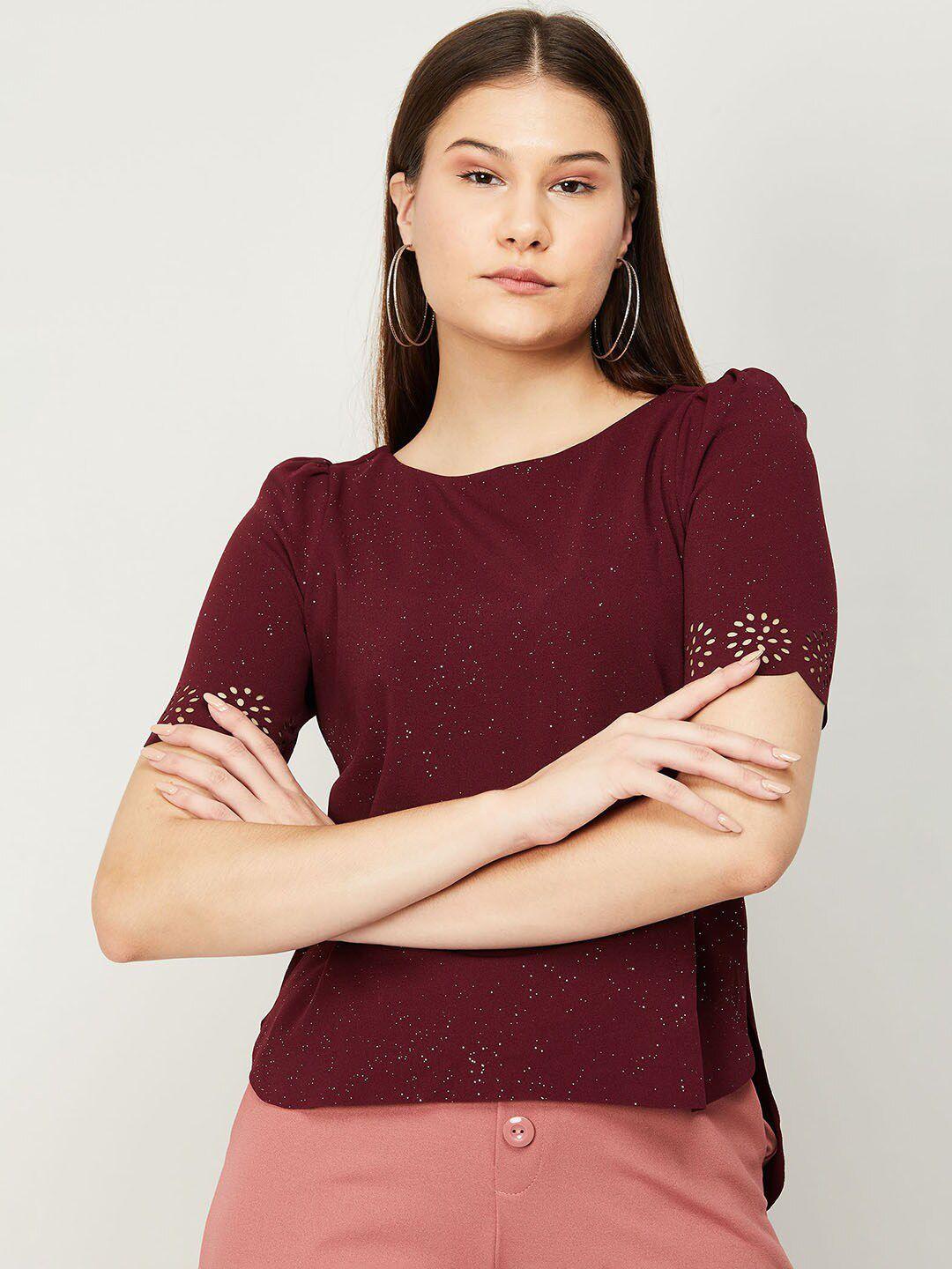 code by lifestyle women maroon embellished top
