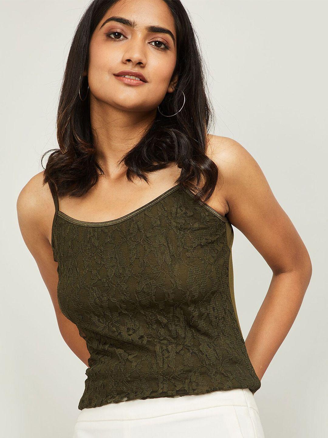 code by lifestyle women olive green regular top