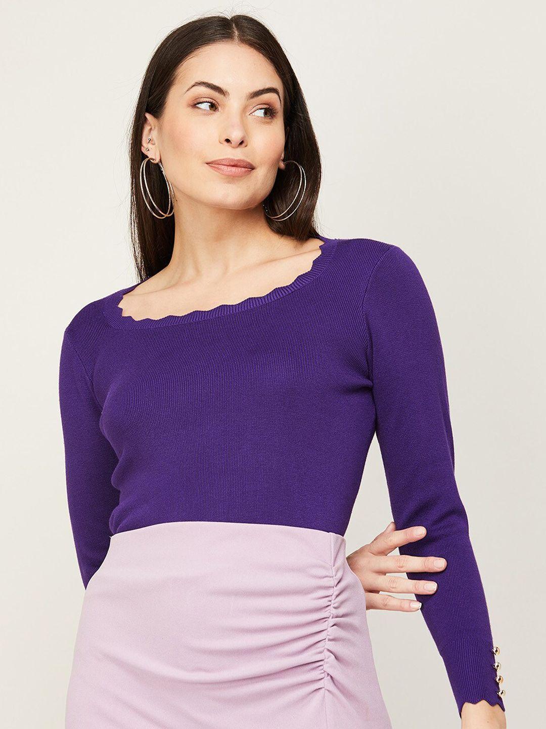 code by lifestyle women purple solid top