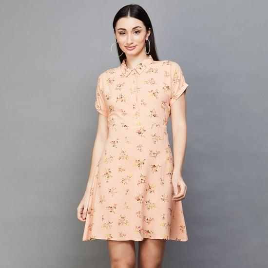 code classic women floral printed a-line dress