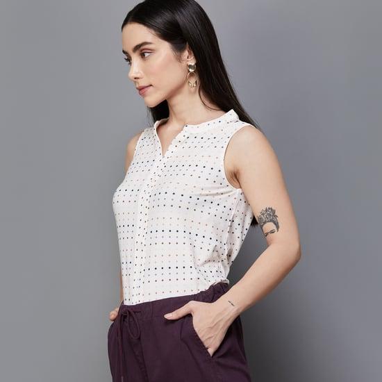 code classic women printed sleeveless casual top