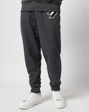 code heathered joggers with logo applique