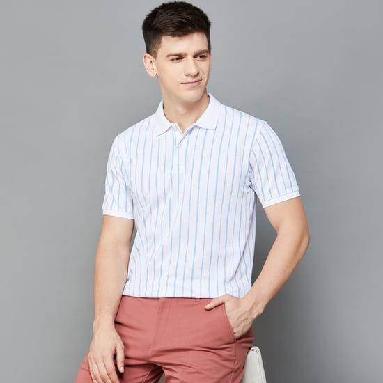code men striped regular fit polo t-shirt