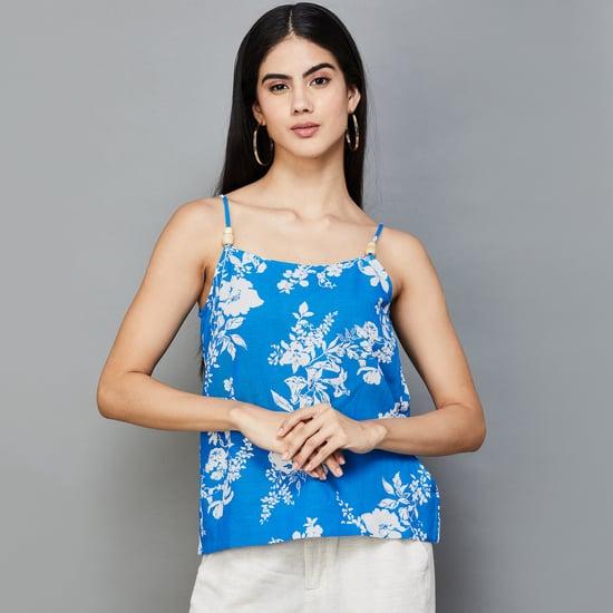 code women floral print sleeveless top