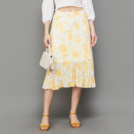 code women floral printed a-line midi skirt