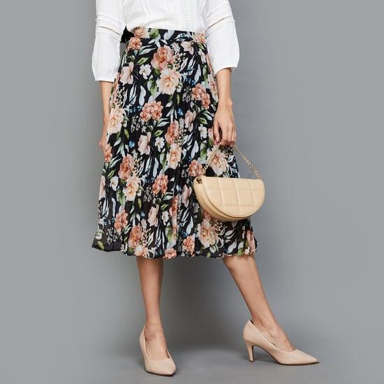 code women floral printed midi skirt