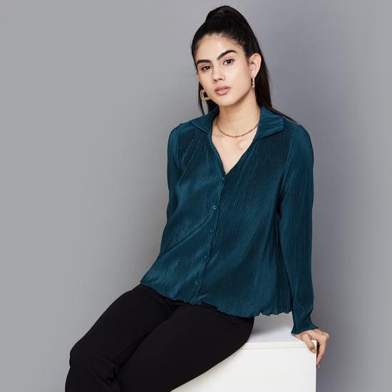 code women pleated shirt style top
