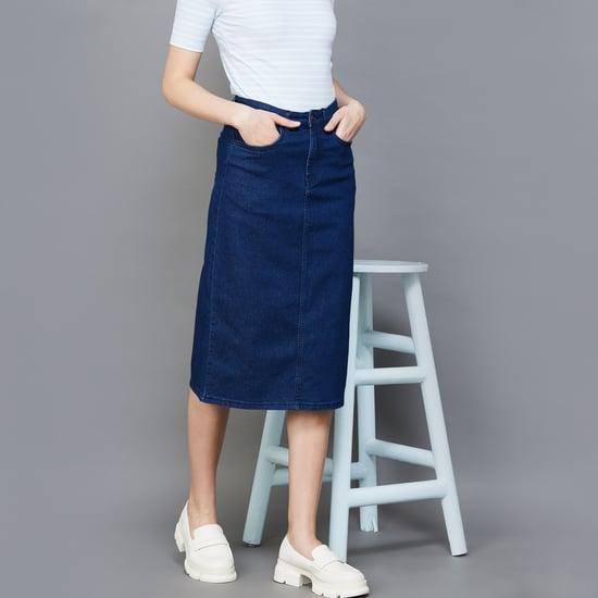 code-women-solid-denim-skirt