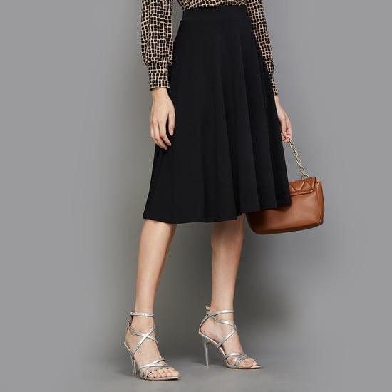 code-women-solid-elasticated-a-line-skirt