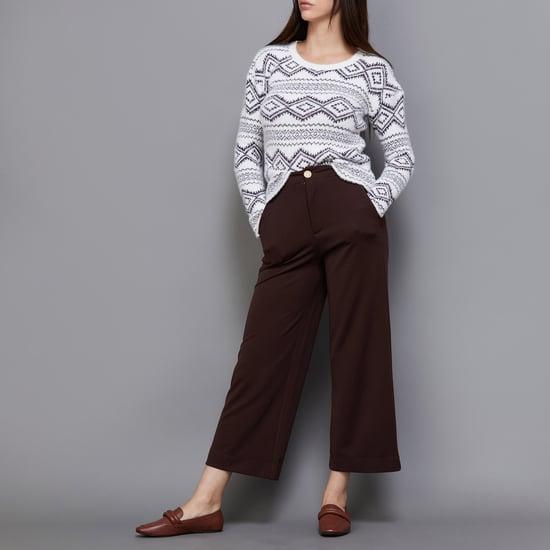 code women solid elasticated palazzo pants