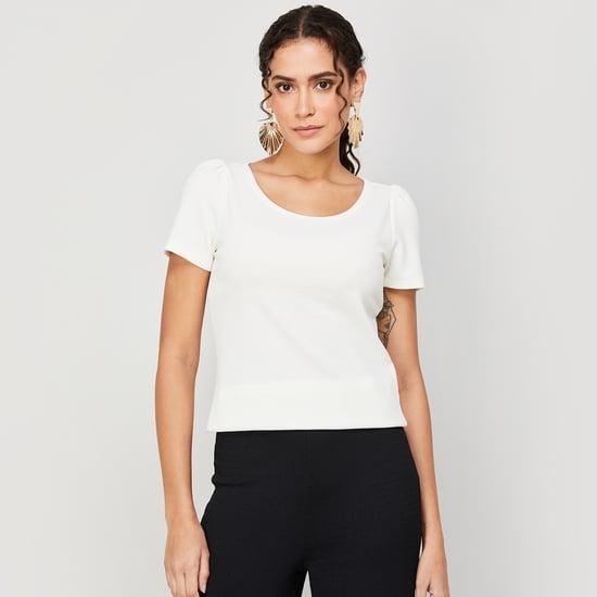 code women solid half sleeves casual top