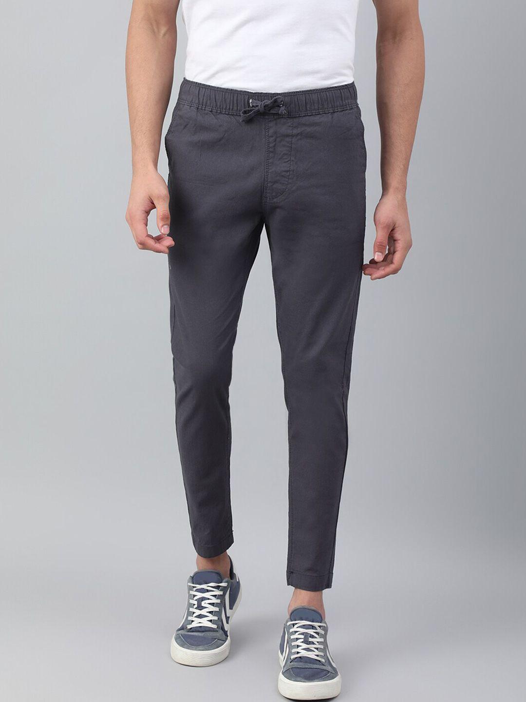 code 61 men charcoal low-rise stretchable jogger