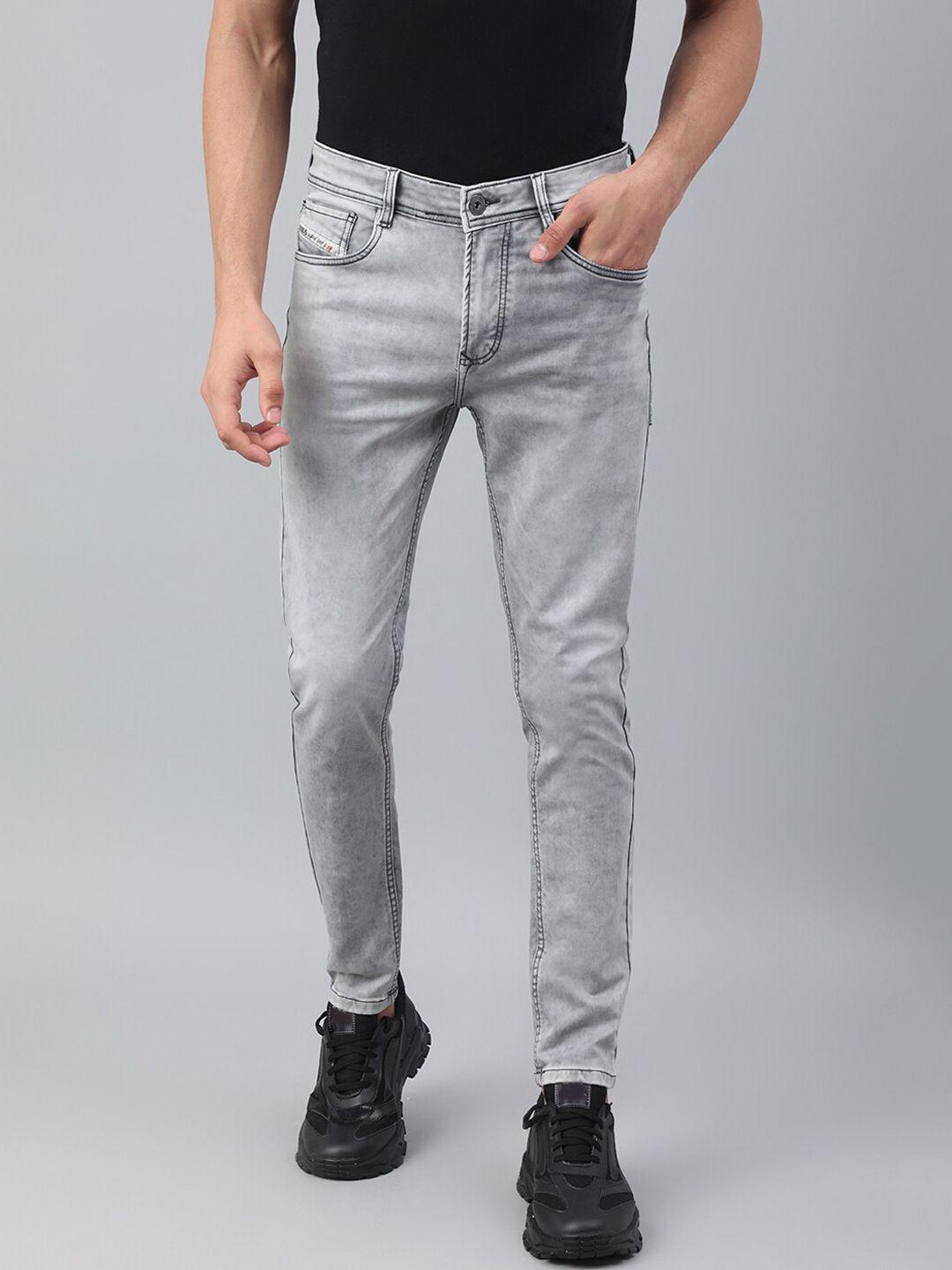 code 61 men skinny fit low-rise heavy fade stretchable jeans