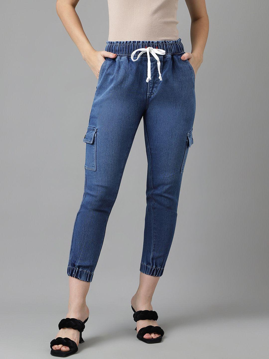 code 61 women jogger mid-rise stretchable cropped jeans
