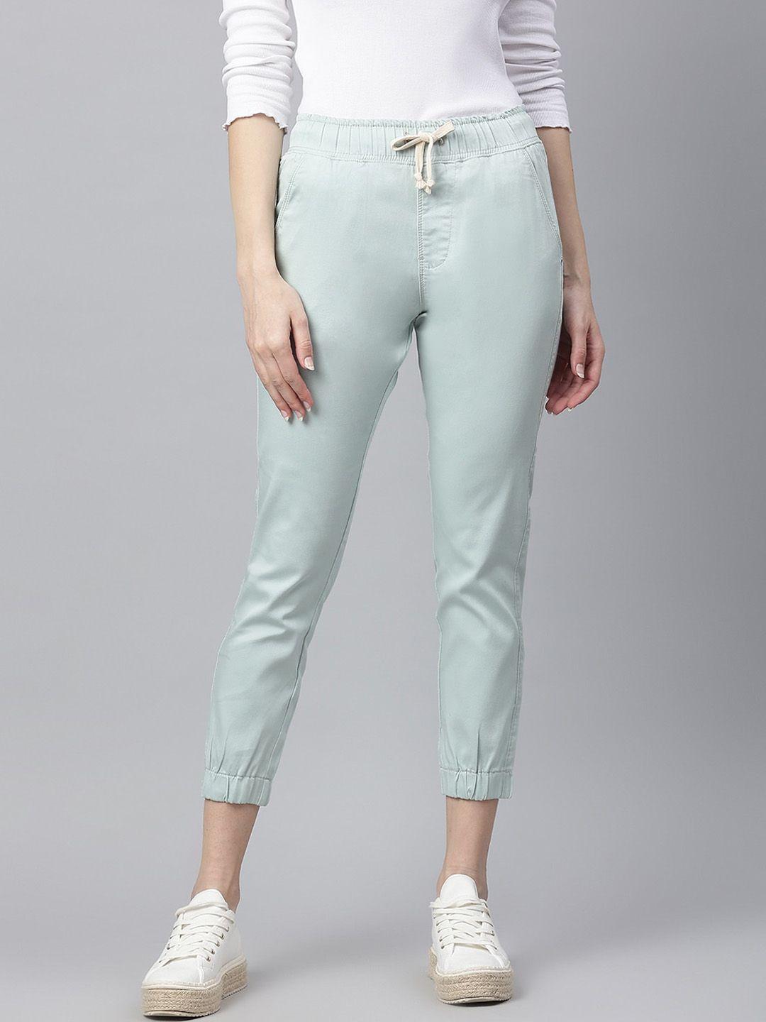 code 61 women sea green jogger stretchable jeans