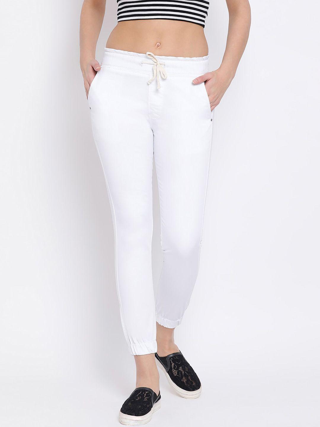 code 61 women white jogger low distress heavy fade stretchable jeans