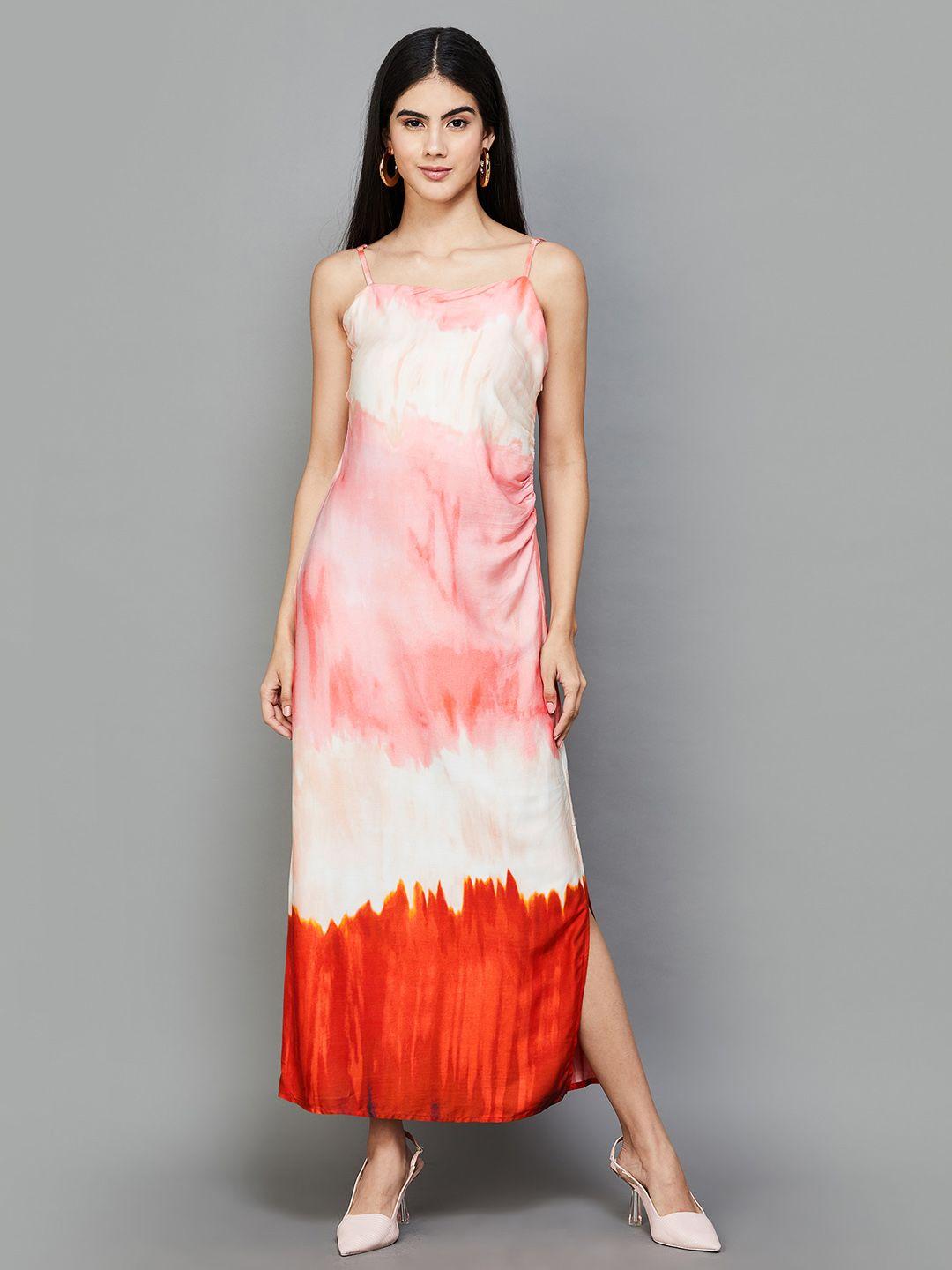 code by lifestyle abstract printed shoulder straps sleeveless maxi dress