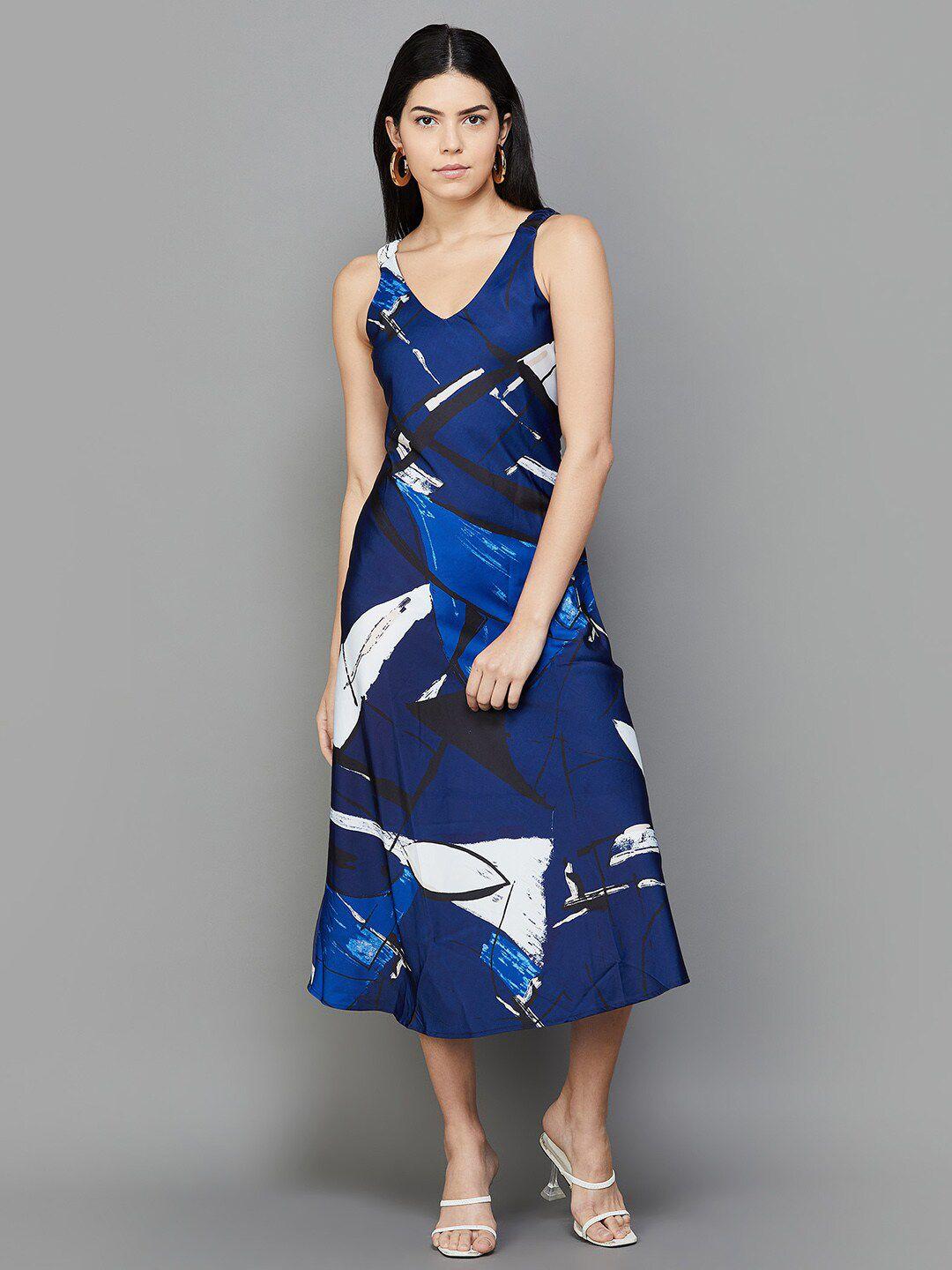 code by lifestyle abstract printed sleeveless a-line midi dress