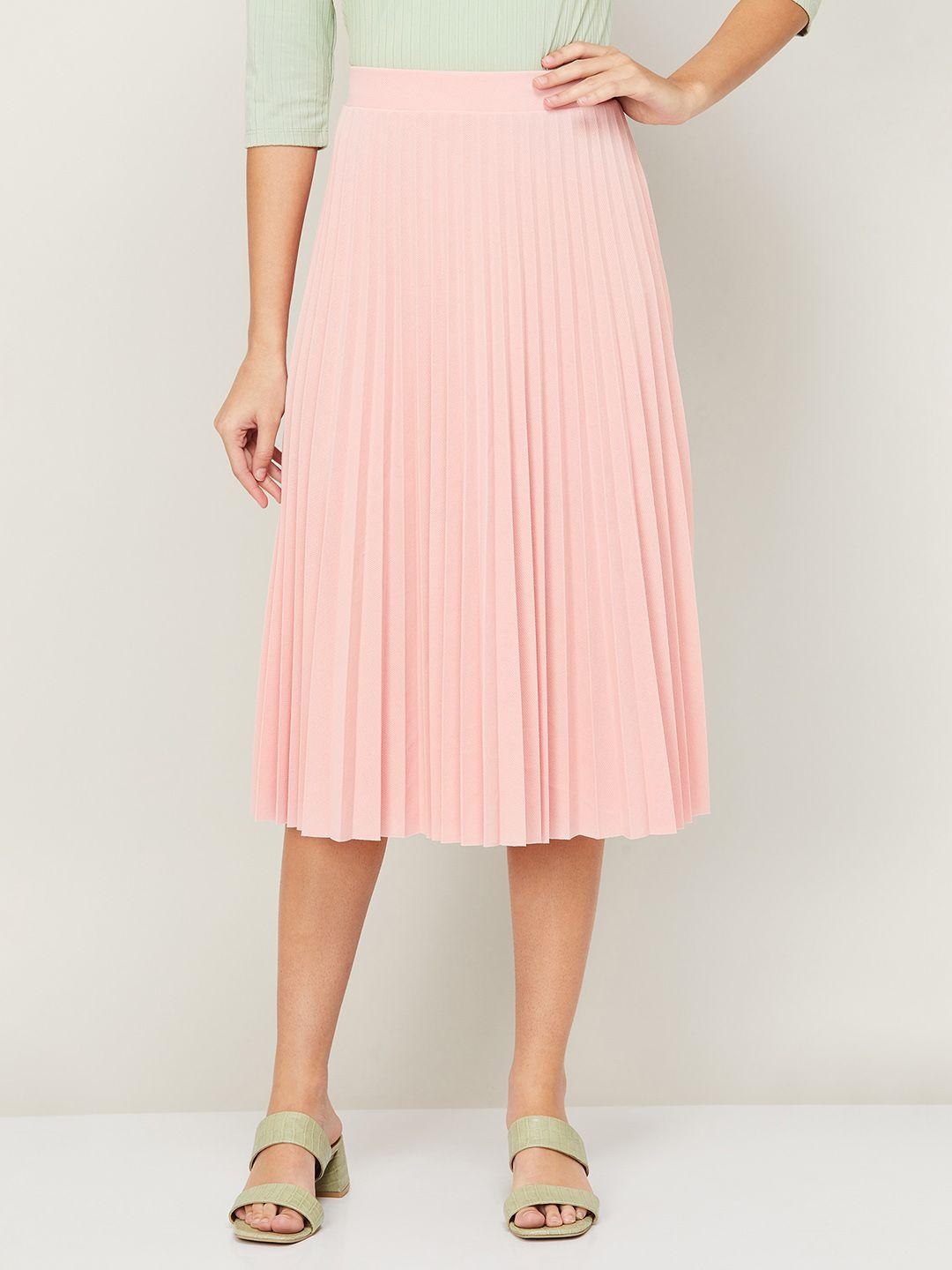 code by lifestyle accordion-pleated midi-length skirts