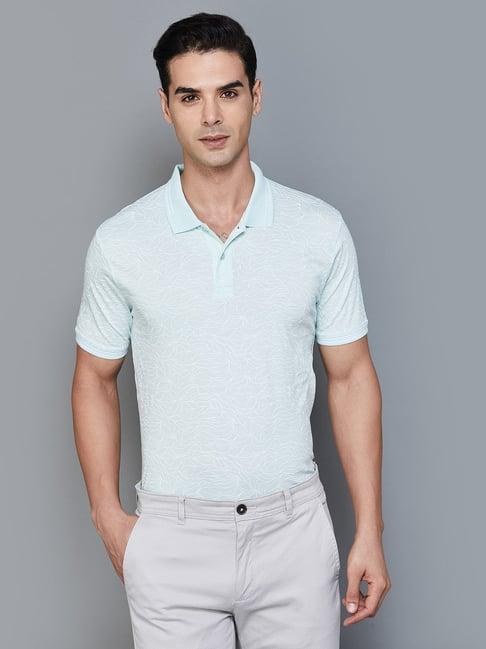 code by lifestyle aqua regular fit printed polo t-shirt