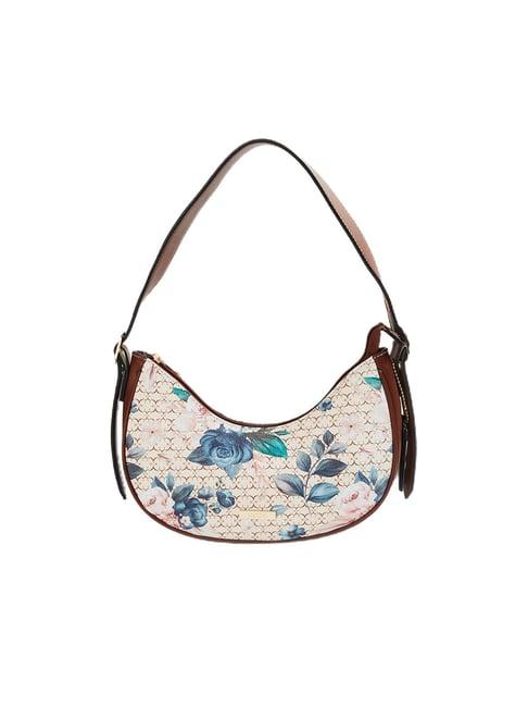 code by lifestyle beige floral hobo shoulder bag