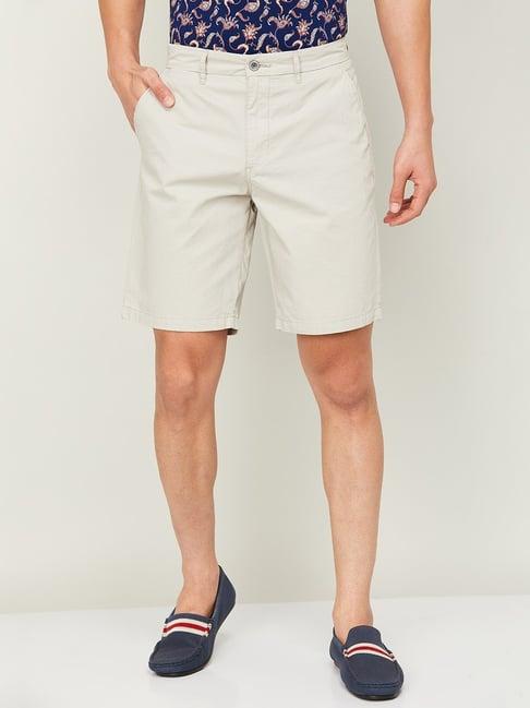 code by lifestyle beige regular fit shorts