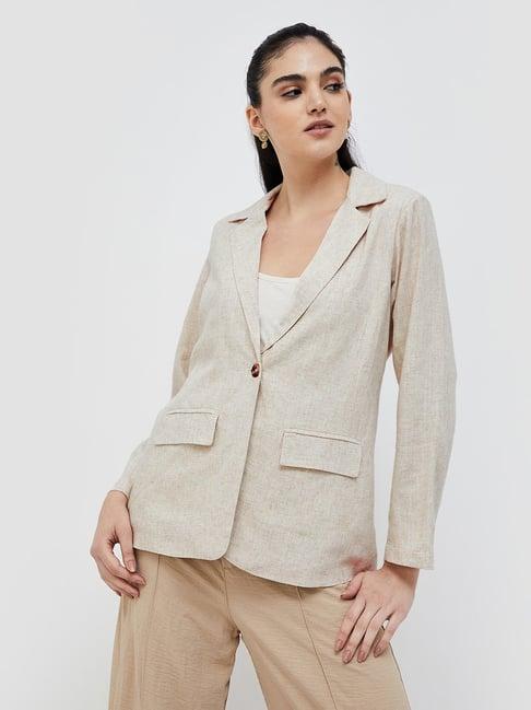 code by lifestyle beige textured blazer